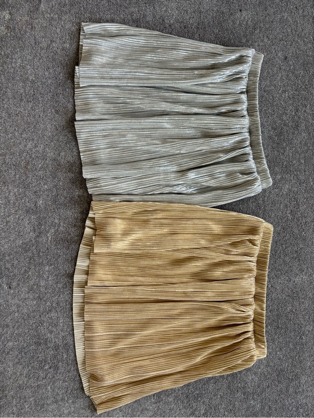 Pleated Mini Skirt - Silver and Tan